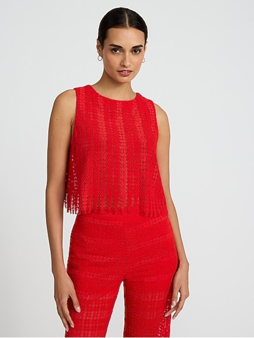 Express Red Crochet Lace Crop Tank Size M NWT